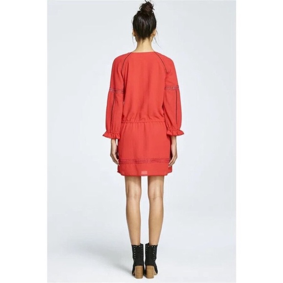 Rebecca Minkoff red bohemian dress drawstring, elastic waist with tassels size 6 - Picture 3 of 15